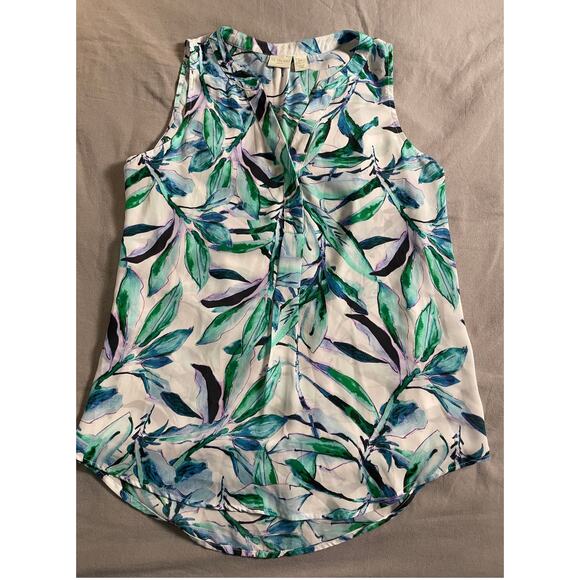 St. Tropez West Sleeveless Blouse Tropical Print SZ M - Picture 1 of 8